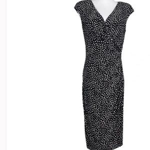 Lauren - Ralph Lauren midi black/white wrap dress, size 8